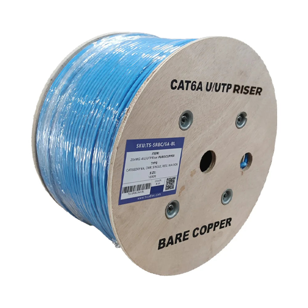 Cat6a Riser Rated UTP Solid Bare Copper Cable 1000 Ft